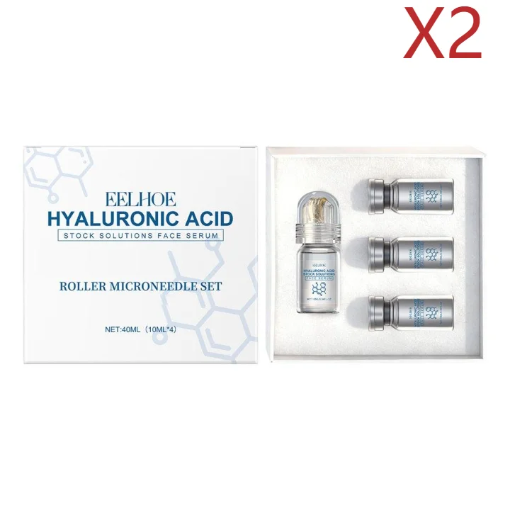 Hyaluronic Acid Stock Solutions Face Serum with Roller Microneedle Set Moisturizing Anti-Wrinkle Facial Serum Smoothing 0.25mm