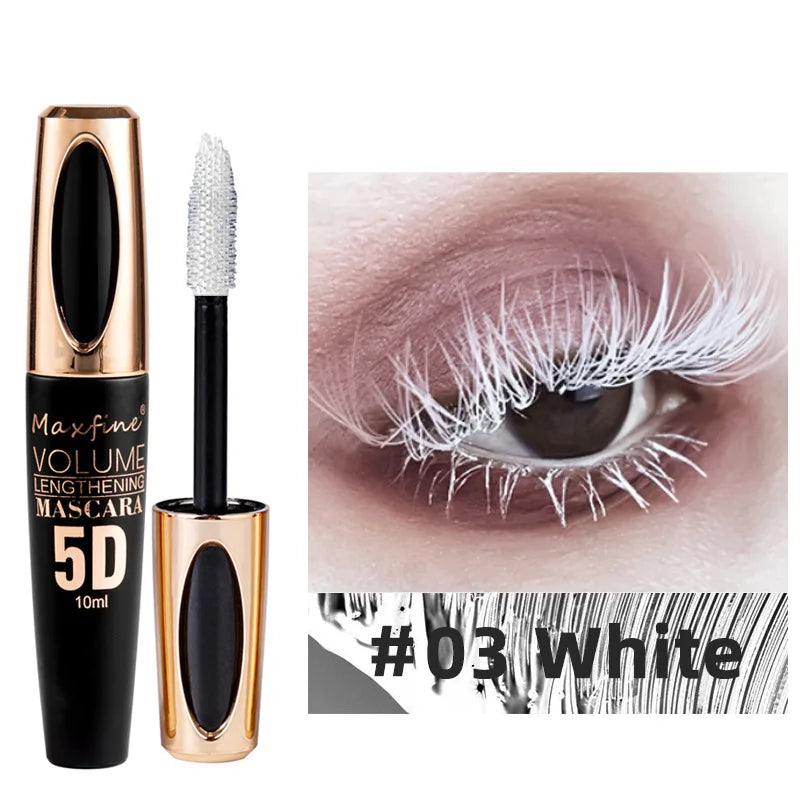 5D Mascara Waterproof Sweatproof Non Smudging Creates Dense Long Lashes With Silicone Brush Head For Base Laying