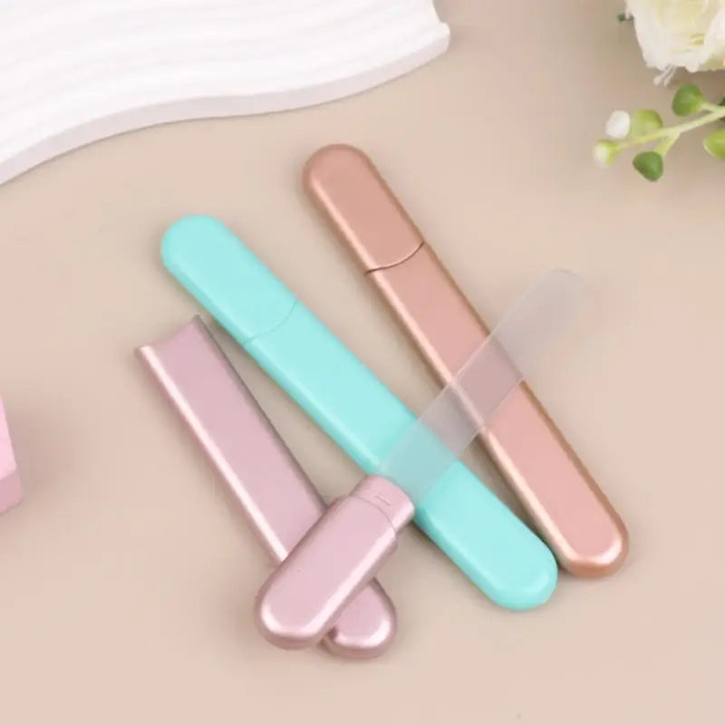 Glass Nail File With Case Crystal Diamond Salon Best Beauty Nail Buffer For Natural And Acrylic Nail