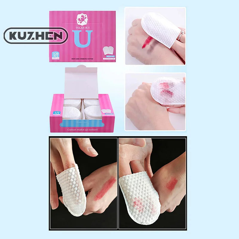 120pcs/Bag U-Shaped Pocket Cotton Pad Makeup Facial Cotton Pads Soft Cosmetic Pad For Face Make Up Removing Pad