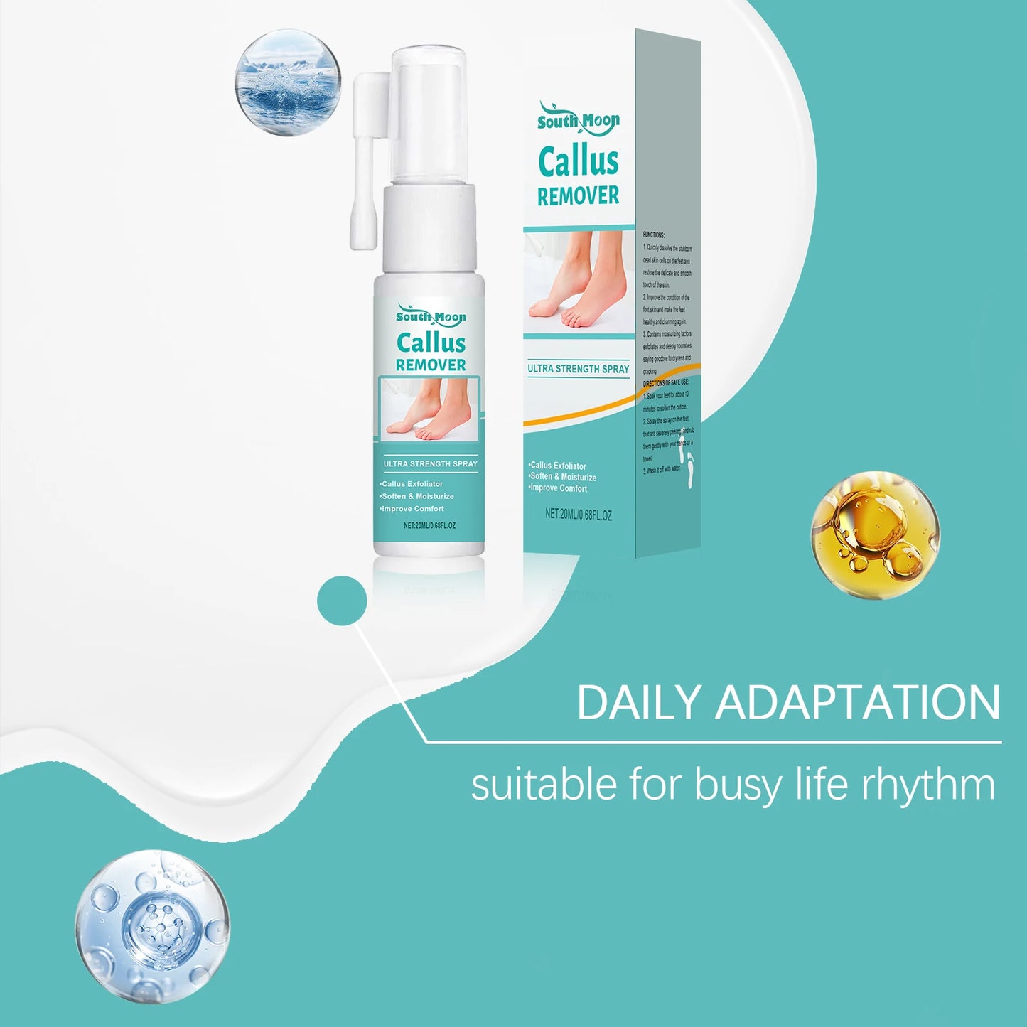Foot Peeling Spray Instantly Remove Dead Skin Calluses Moisturizing Nourish Dry Cracked Rough Heels Exfoliating Foot Serum 20ml