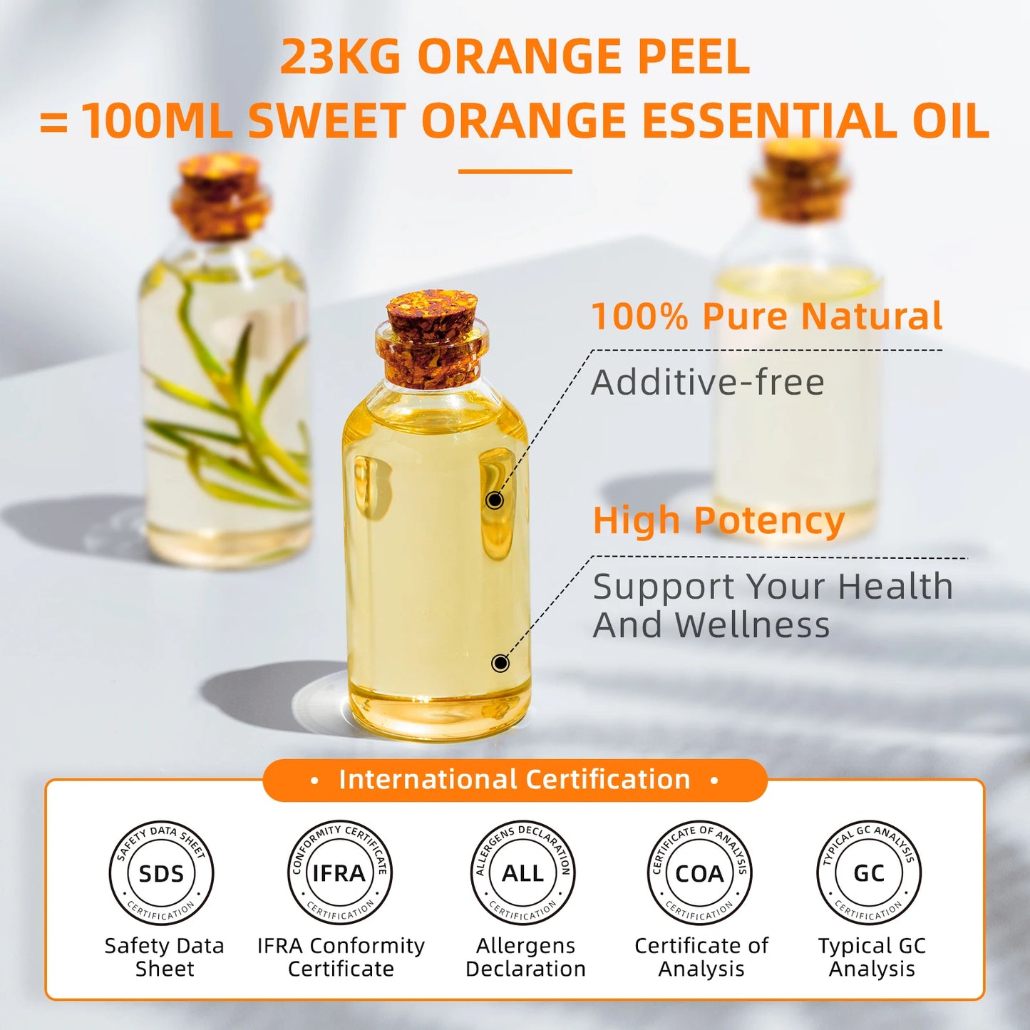 HIQILI Tangerine Essential Oil 100ml | Pure Citrus Oil for Diffuser, Cleaning, Massage & Soap Making