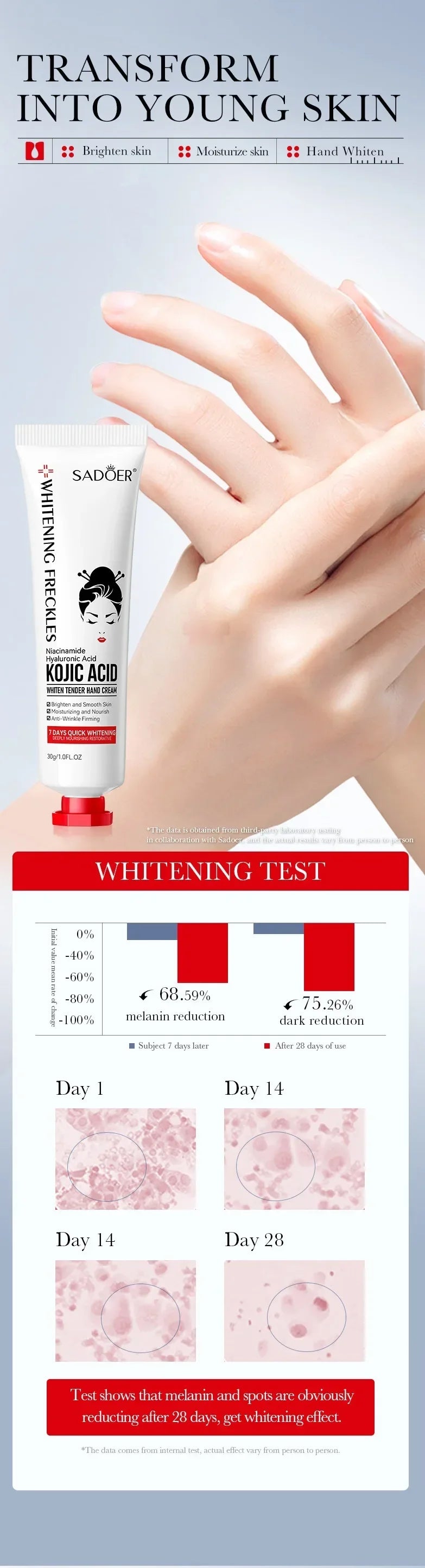 Kojic Acid Anti-wrinkle Hand Cream Skin Soften Nourish Anti-drying Whitening Moisturizing Korean SkinCare Cracked Repair Product