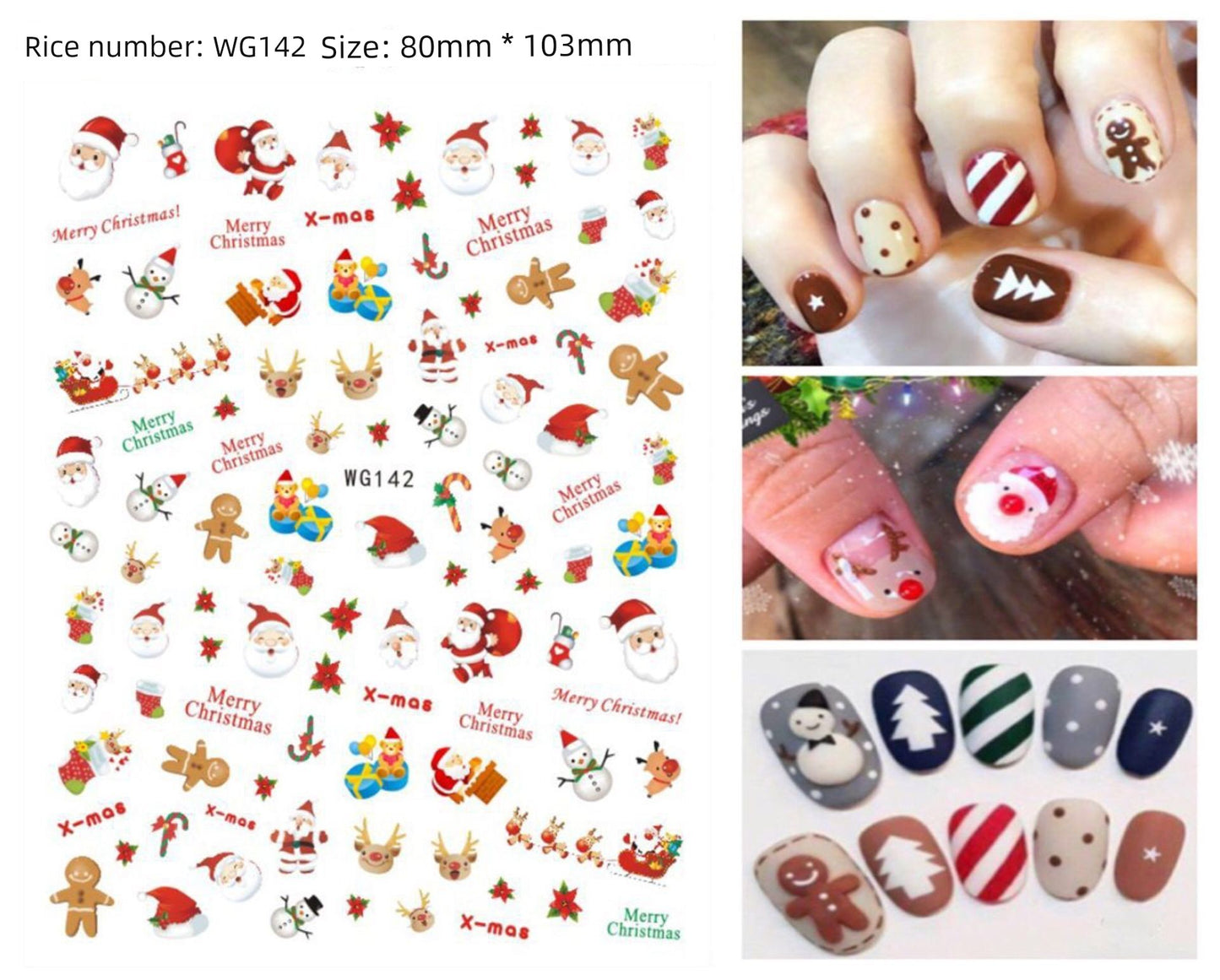 Manicure Christmas Stickers Old Elk White Snowflake Nail Decals Waterproof Ultra-Thin Three-Dimensional Self-Adhesive Adhesive