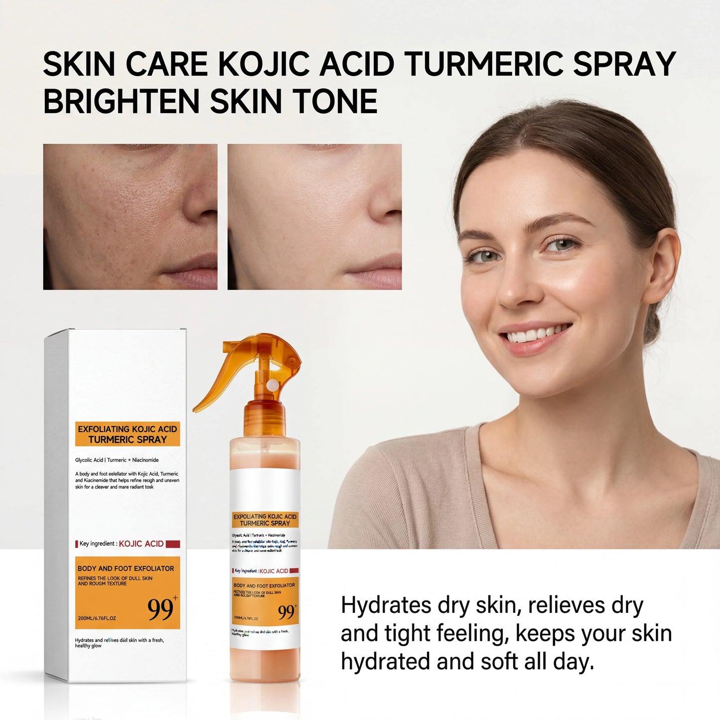 Kojic Acid Turmeric Spray and Essence Keratin Care Exfoliating Peeling Solution Nourishing Hydrating Skin Care Firmness Serum