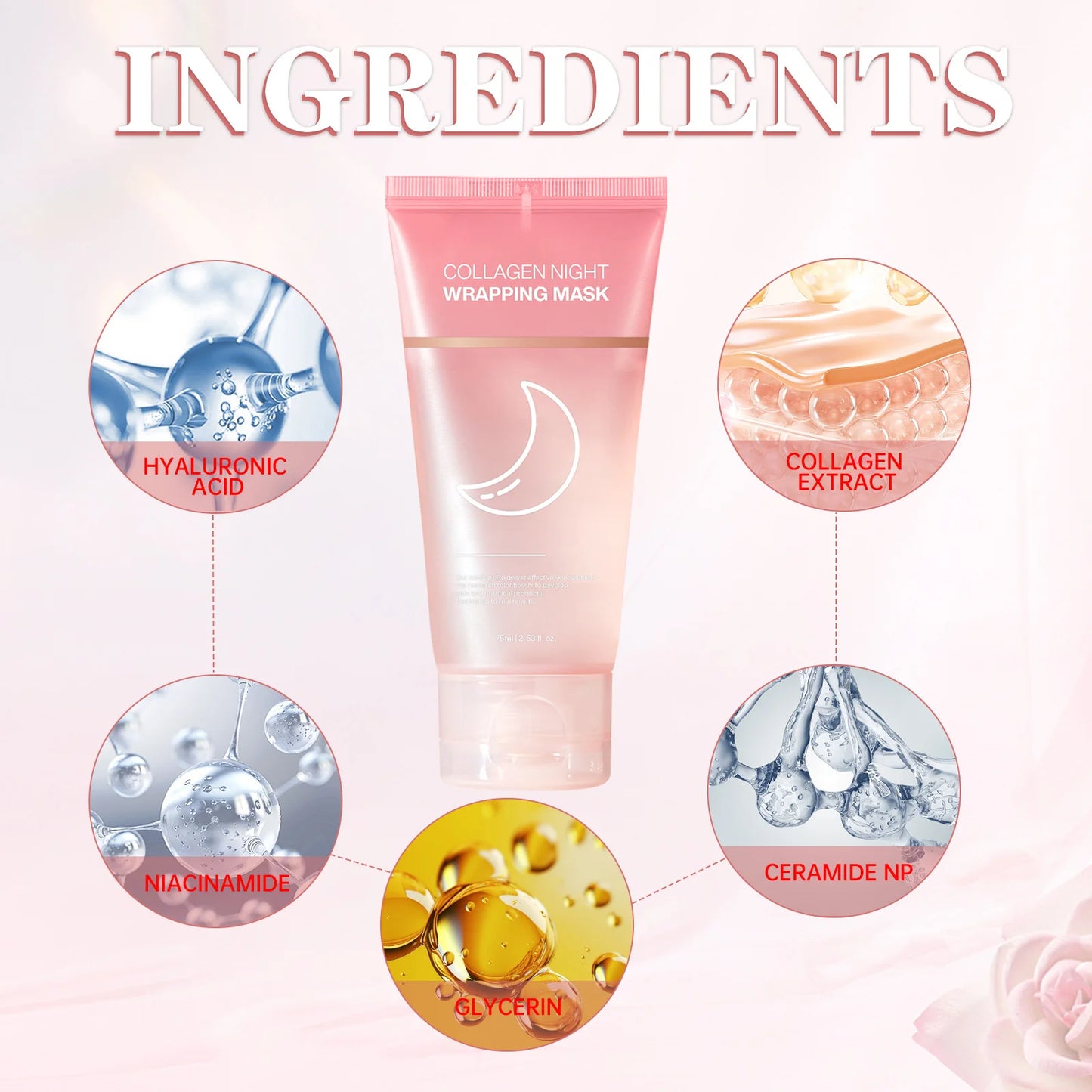 Collagen Night Wrapping MaskReduces Sagging & Dullness Hydrolyzed  Elasticity Hydration Skin Care for All Skin Types