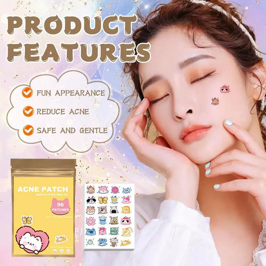 96 pcsCartoon Acne Patches Cartoon Cat Shaped Acne Treatment Sticker Invisible Acne Cover Removal Pimple Patch Skin Care