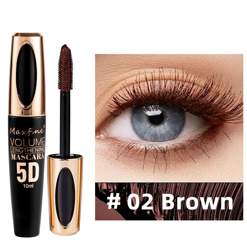 5D Mascara Waterproof Sweatproof Non Smudging Creates Dense Long Lashes With Silicone Brush Head For Base Laying