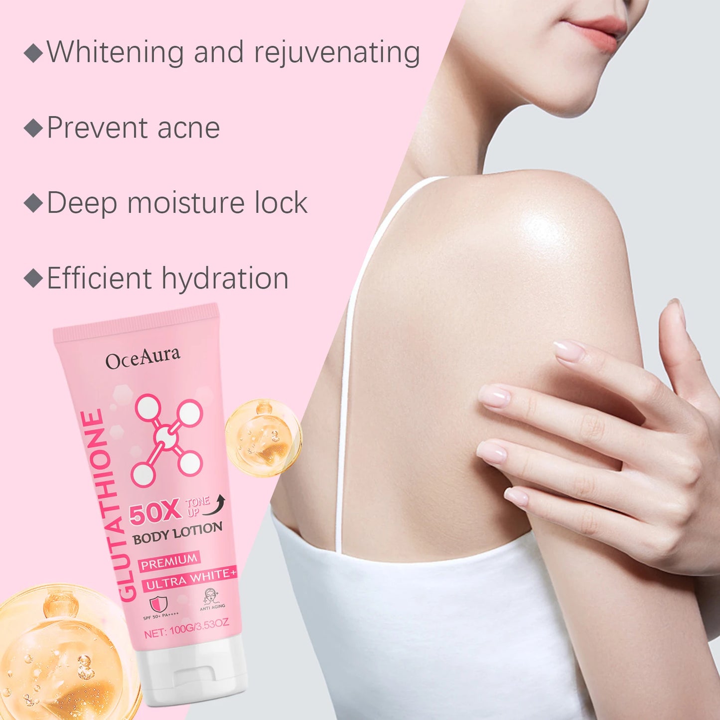Glutathione Body Lotion Brightening Hydrating Revitalize Even Skin Tone Improve Skin Dry Rough Dullness Moisturizing Body Lotion