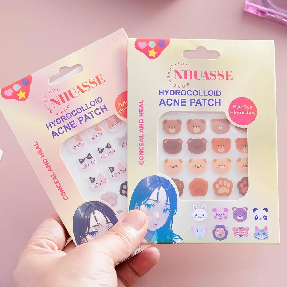 Cartoon Acne Patches Cute Animal Shaped Design Waterproof Hydrocolloid Pimple Patches Gentle Breathable Portable Daily Worn