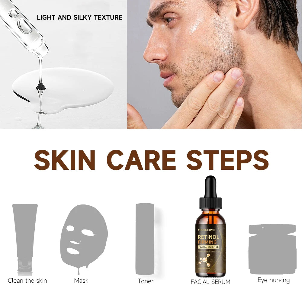 Retinol Anti-Wrinkle Serum Anti Aging  Lifting Firming Fade Fine Lines Moisturizing Skin Care Hyaluronic Acid Facial Serum Man