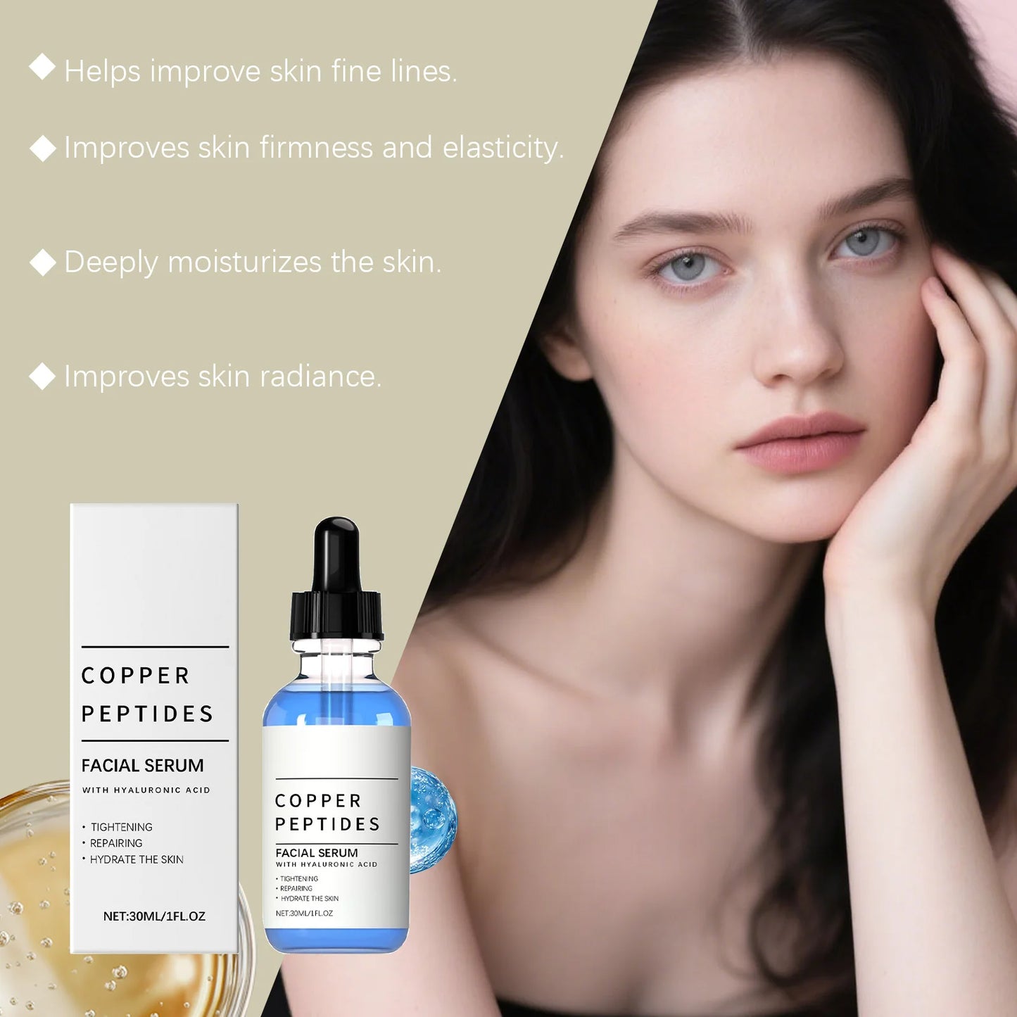 Hyaluronic Acid Moisturizing Facial Serum Hydrating Glow Boosting Face Care Essence for Dry Skin Nourishing Brighten Skincare