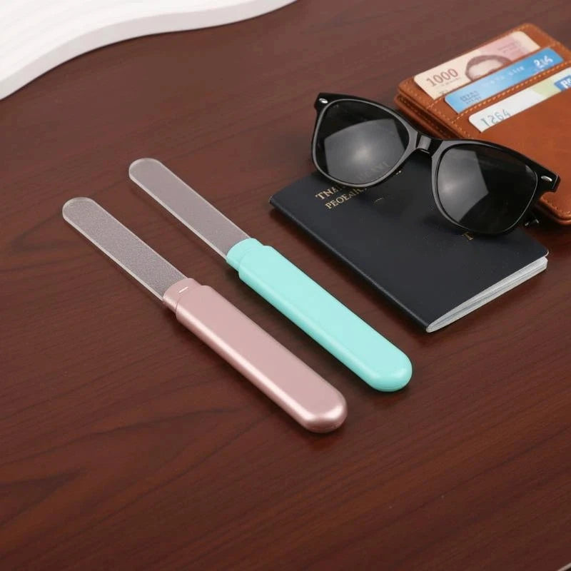 Glass Nail File With Case Crystal Diamond Salon Best Beauty Nail Buffer For Natural And Acrylic Nail