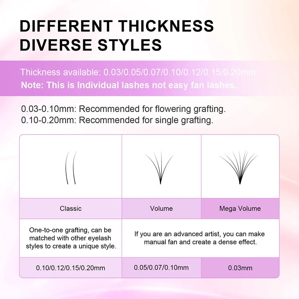 NAGARAKU 6 Cases Classic Mix Eyelash Extension Natural Soft Supplies Synthetic Mink Individual 7-15 Mix 16 Lines High Quality
