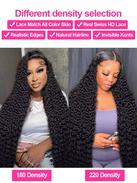 200% HD 13x6 Lace Front Human Hair Wigs Curly 30 40 Inch Loose Deep Wave Remy Human Hair Lace Frontal Pre Plucked Wig For Women