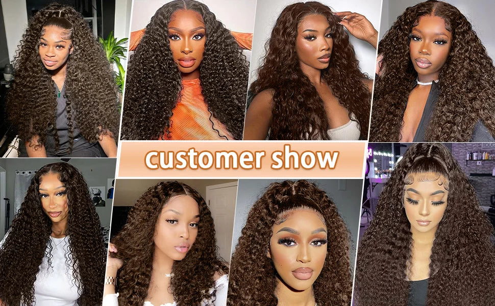Chocolate Brown Deep Wave Lace Front Wig | 30–42 Inch 13x6/13x5 HD Wet & Wavy Human Hair – 200% Density