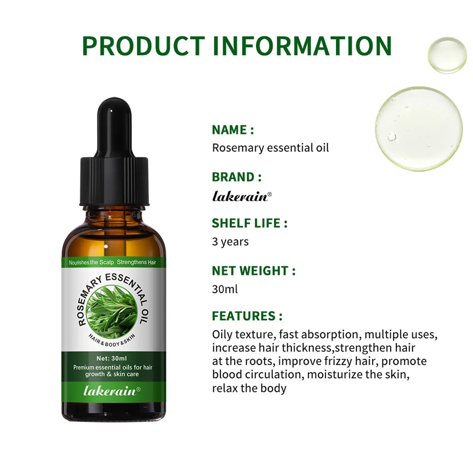 30ml Natural Essential Oils Plant Extract Serum Massage Oil For Hair Skin Body Relax Black Seed Oil Rosemary Oil 1 Bottle