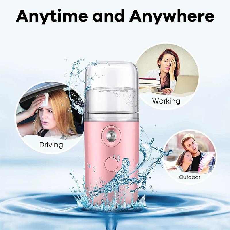 Mist Facial Nano Sprayer 30ML Humidifier USB Rechargeable Nebulizer Face Steamer Moisturizing Face Hydrating Skin Care Tools