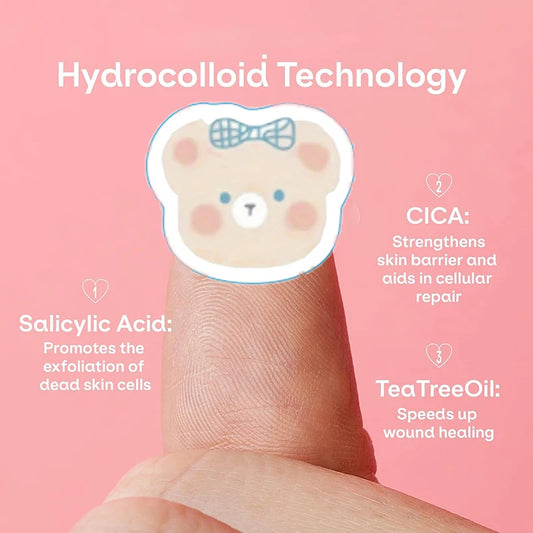 100PCS Cute Bear Pimple Patches | Colorful Hydrocolloid Acne Stickers with Strong Absorption
