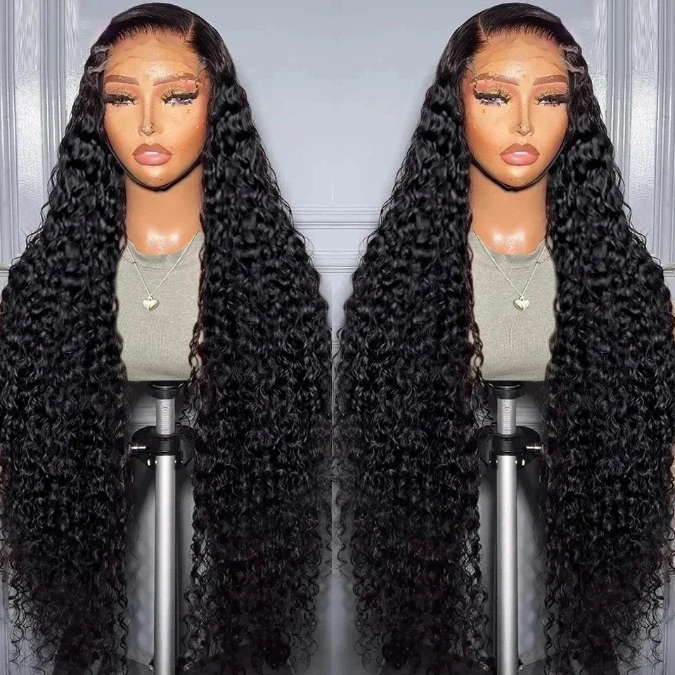 200% Deep Wave 13x6 Lace Frontal Wig Brazilian Curly Human Hair Wigs For Women Lace Front Human Hair Wig Pre Plucked 36 Inch