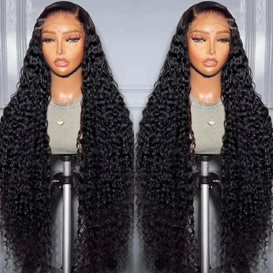 200% Deep Wave 13x6 Lace Frontal Wig Brazilian Curly Human Hair Wigs For Women Lace Front Human Hair Wig Pre Plucked 36 Inch