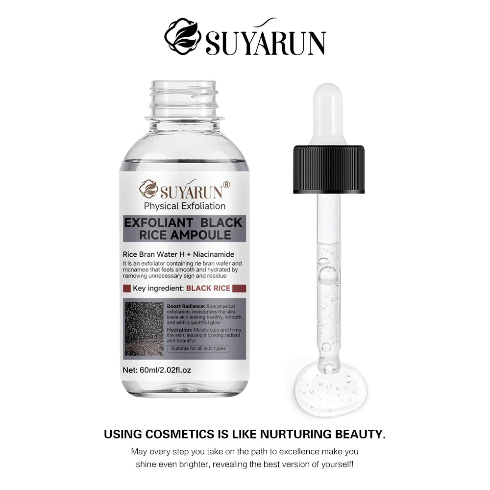 SUYARUN Black Rice Exfoliating Serum for Face - Gentle Peel & Brightening Essence, Deep Cleanse, Vegan Formula for all Skin.