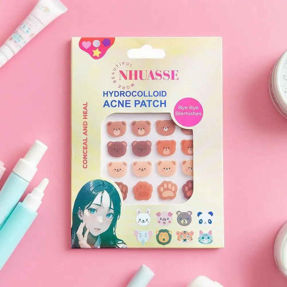 Cartoon Acne Patches Cute Animal Shaped Design Waterproof Hydrocolloid Pimple Patches Gentle Breathable Portable Daily Worn