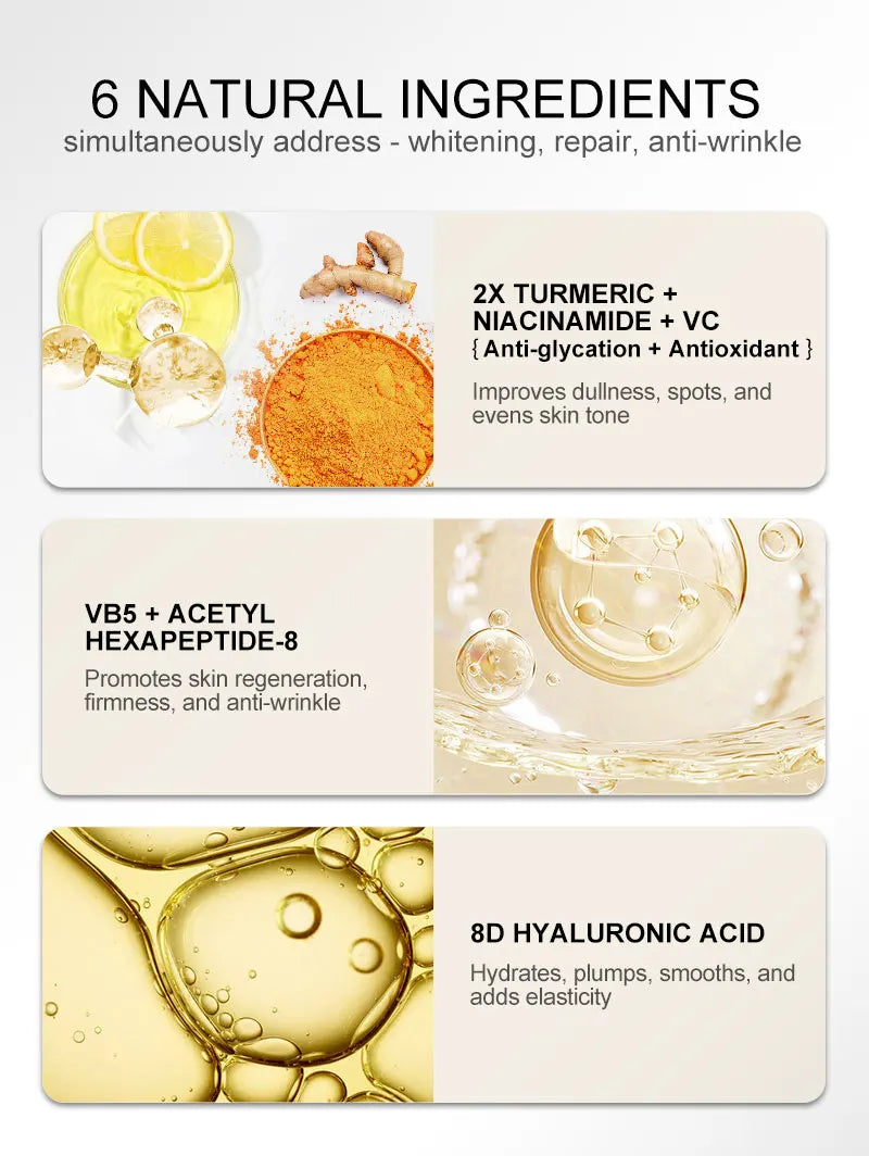 AUQUEST Turmeric & Vitamin C Face Serum Dark Spot Remover Niacinamide Hyaluronic Acid Moisturizing Facial Serum Skin Care