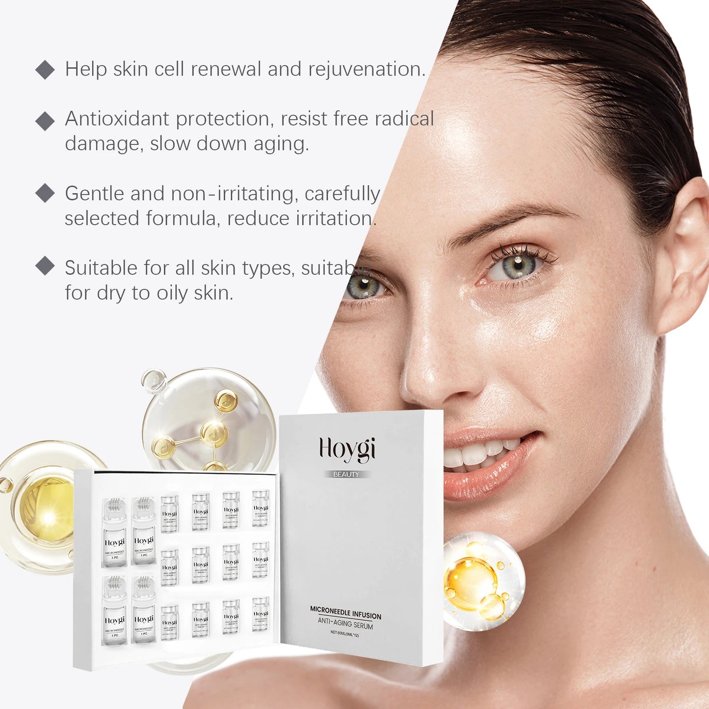 60ML Facial Care Serum Deep Moisturizing & Nourishing Improve Firmness Enhance Skin Elasticity Smoothing Glowing Mild Face Serum