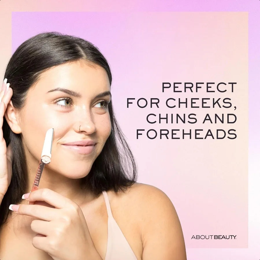 About Face FuzzFree Compact Facial Razors for Shaving and Exfoliating Includes 3 Beauty Groomers For Face Lips and Eyebrows