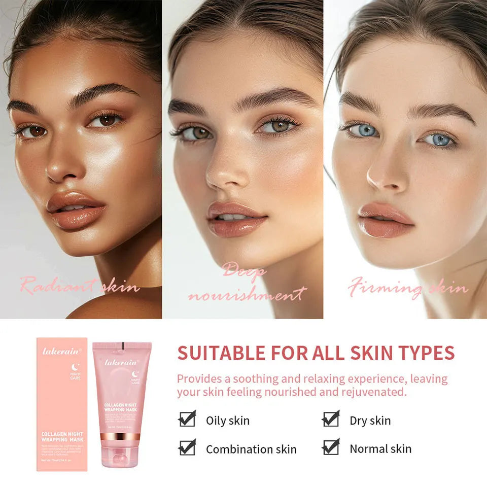 Collagen Peel-off Mask Moisturizing Deep Cleansing Anti Wrinkle Face Skin Care Masks Hydrating Overnight Collagen Mask Cream.
