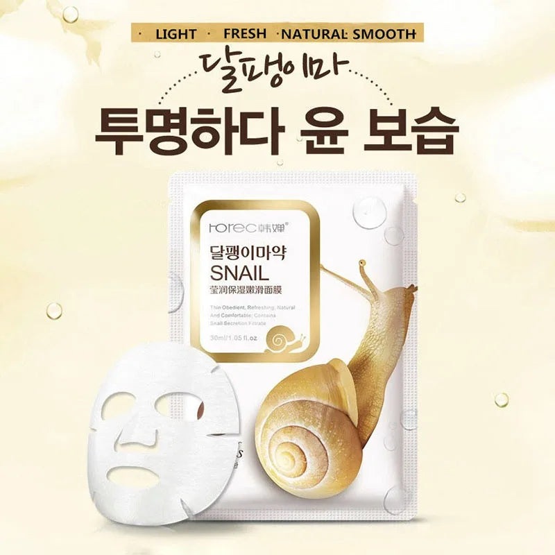 20pcs Snail Moisturizing Face Mask Anti-aging Wrinkles Whitening Facial Masks Sheet Mask Skin Care Korean Skin Care