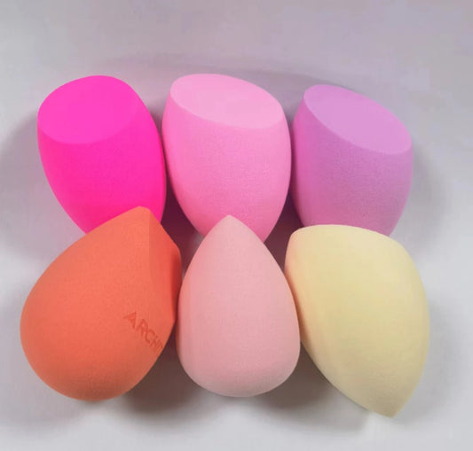 6pcs Makeup Sponge Set Beauty Foundation Blending Sponge for Liquid Cream Powder Rosy Red Beauty Egg Foundation Blending Sponge