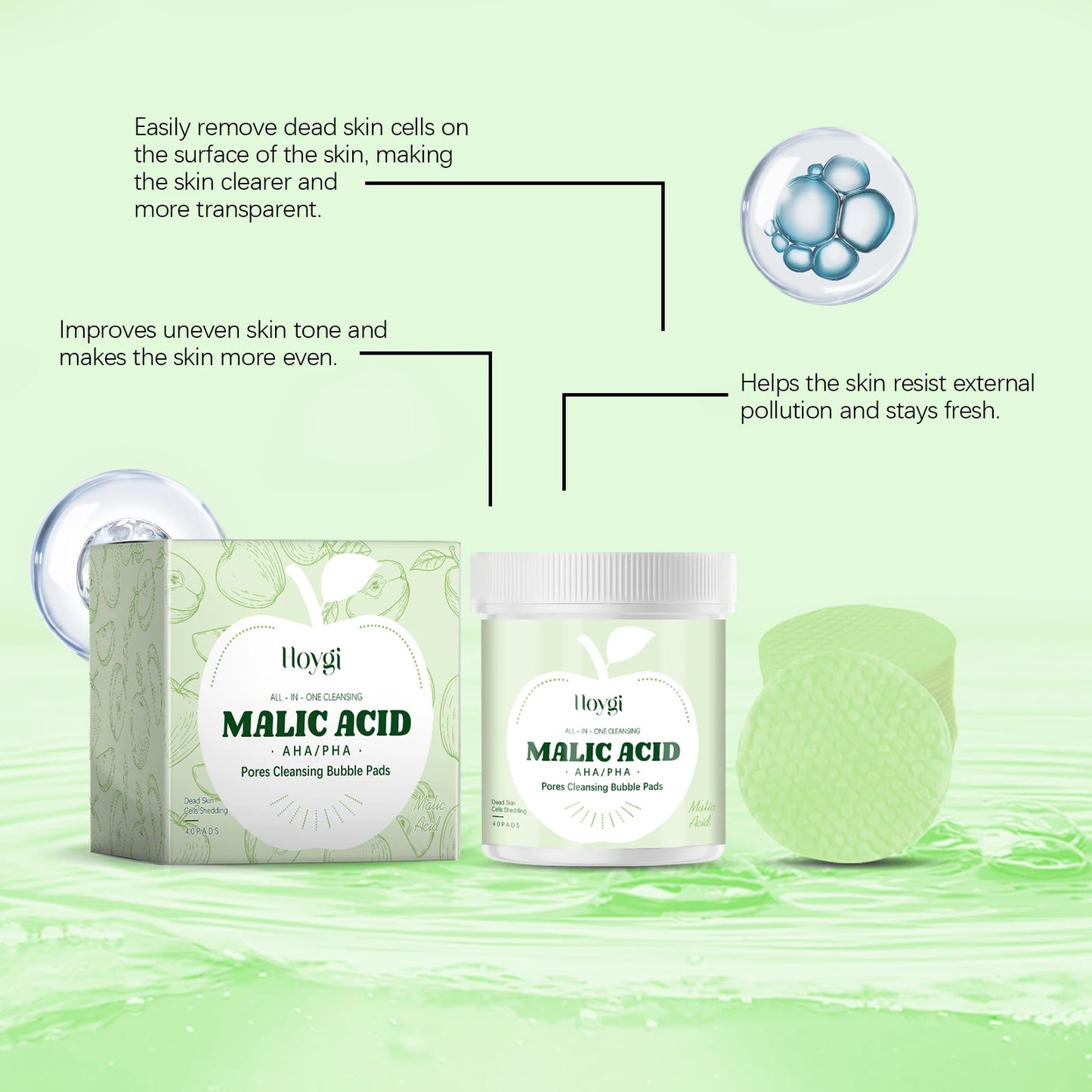 Pore Care Cleansing Pad Malic Acid Exfoliating Pads Facial Sponges Soothes and Refreshes Pores Moisturizes Skin Cleansing Pad