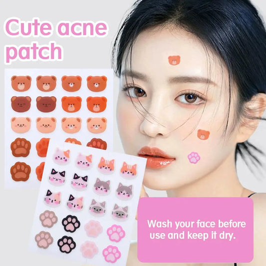 Cartoon Acne Patches Cute Animal Shaped Design Waterproof Hydrocolloid Pimple Patches Gentle Breathable Portable Daily Worn