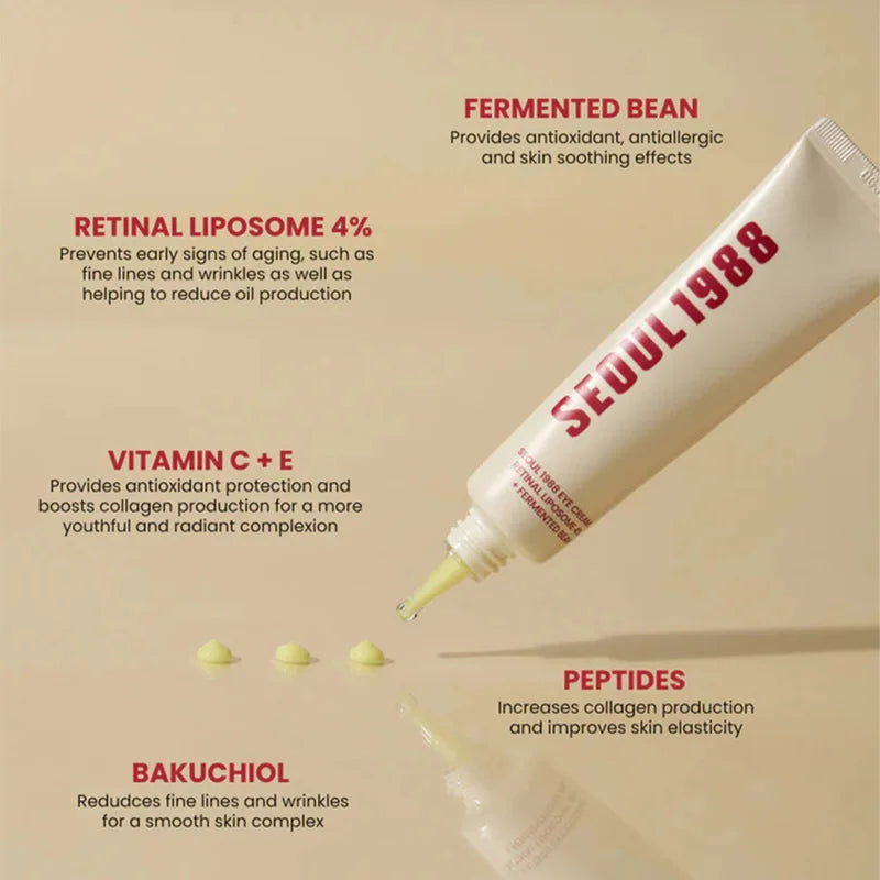 Korean Skin Care Seoul 1988 Vitamin C Wrinkle Care 4% Retinol Ginseng Serum Firm Fine Lines Eye Cream  Moisturizing Brighten Set