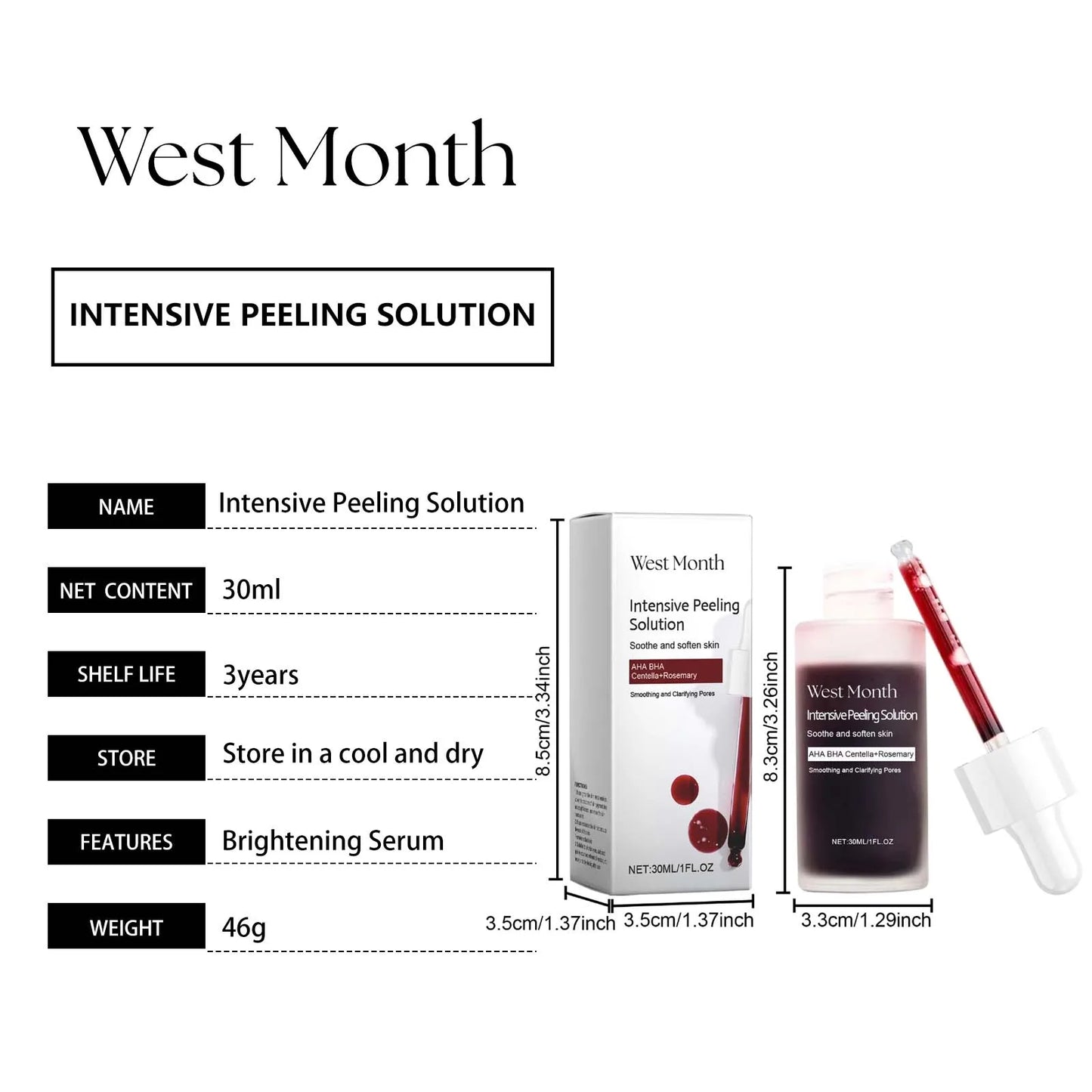 Peeling Face Serum Anti Acne Brightening Exfoliating Shrink Pores Salicylic Acid AHA Serum Reduces Blackheads Smoothing Facial