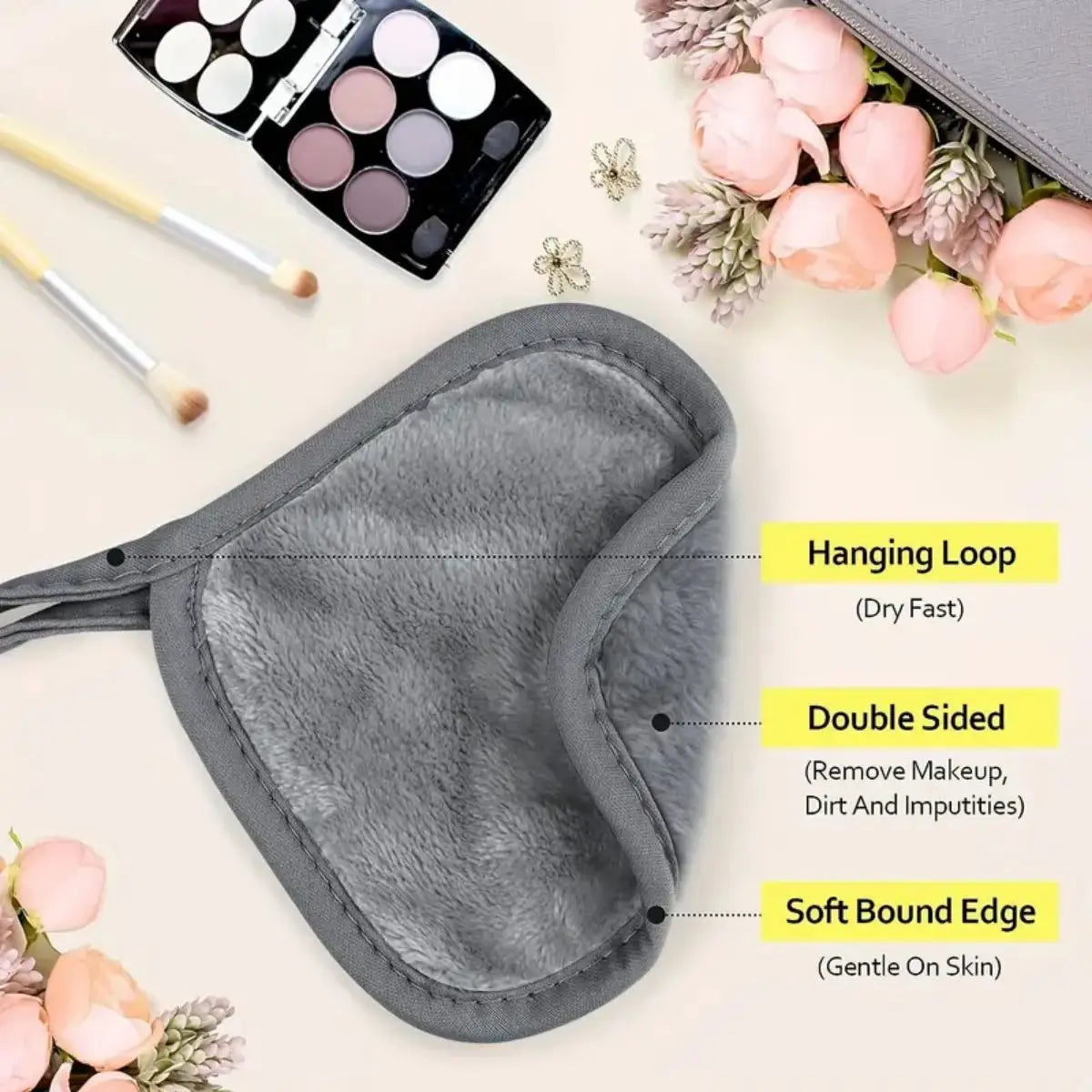 Reusable Makeup Remover Pads - Soft Microfiber Cleansing Cloths for Face And Eyes - Eco-Friendly, Washable, Hanging Loop Design