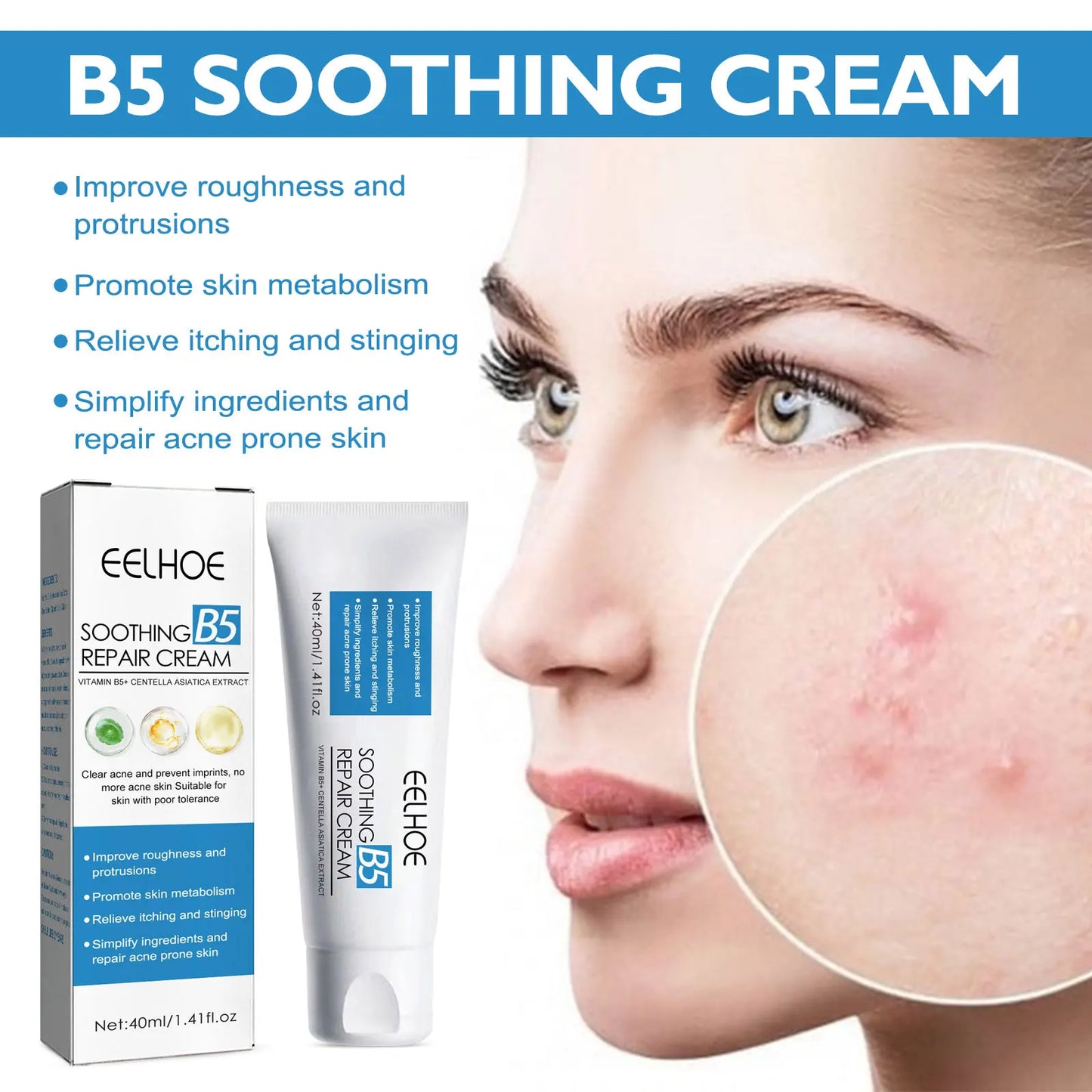 Centella Asiatica Repair Cream For Moisturizer Boost Skin Metabolism Brighten Skin Restore Skin Shrink Pores A-cne Removal Cream