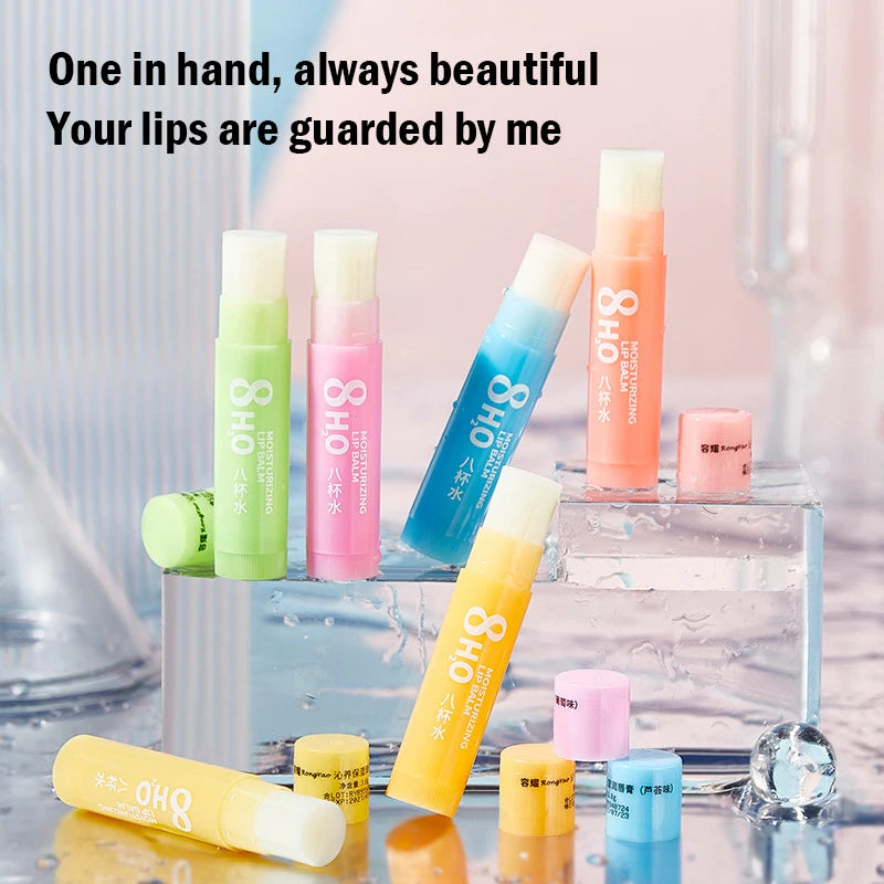 6pcs Fruit Lip Balm Set – Moisturizing & Brightening Lip Care Kit (Orange, Grape, Aloe, Strawberry)