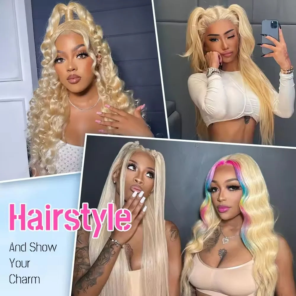 613 Blonde Body Wave Lace Front Wig | 13x4 & 13x6 HD Transparent Human Hair | 30" 40" 42" Pre-Plucked Brazilian Wig
