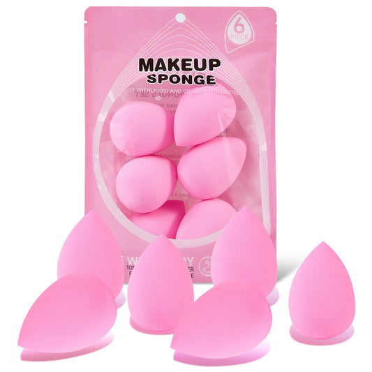 6pcs Makeup Sponge Set Beauty Foundation Blending Sponge for Liquid Cream Powder Rosy Red Beauty Egg Foundation Blending Sponge
