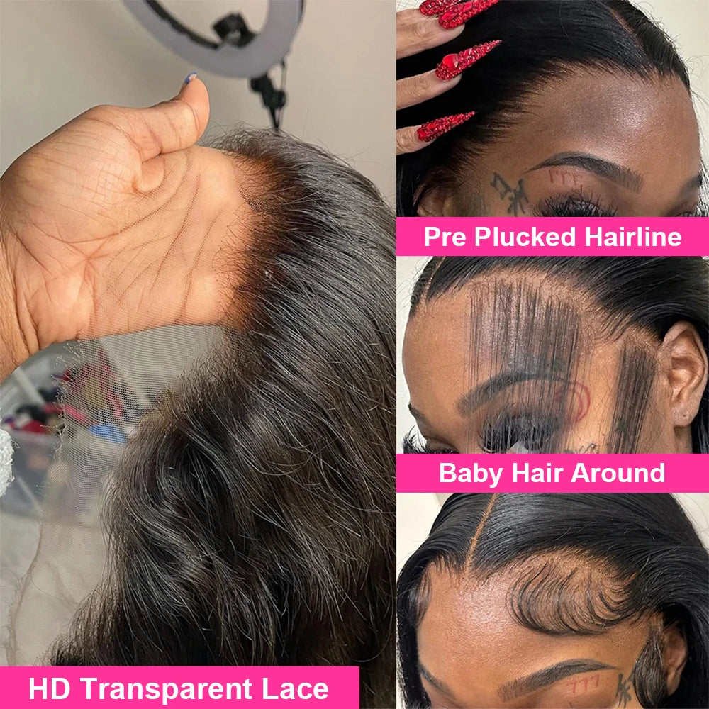 13X4 HD Lace Frontal Human Hair Glueless Wig Straight 250 Density 38 Inches Remy Transparen Pre Plucked Brazilian Wig For Women