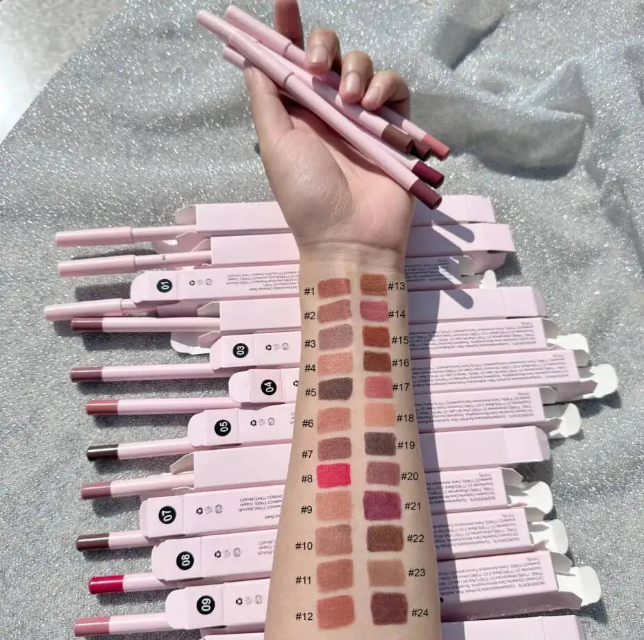 Lip Liner Pencil Private Label Cosmetics Waterproof Matte Pink Lipliner Pen Kissproof Long Lasting Beauty Makeup Bulk 100pcs