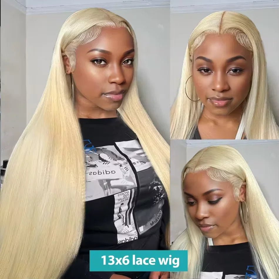 36 Inches 613 Blonde Straight Human Hair Wig 13x6 13x4 HD Transparent Lace Front Wig 200 Density For Women