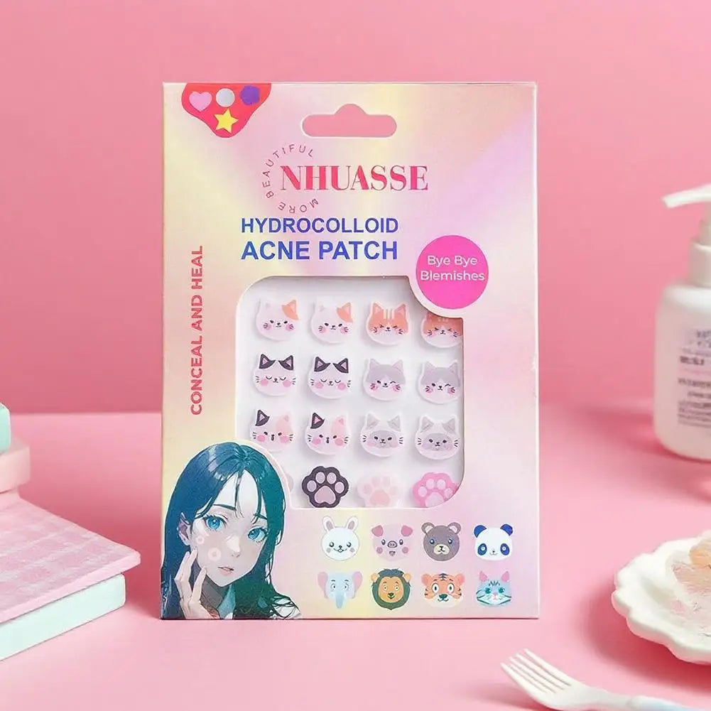 Cartoon Acne Patches Cute Animal Shaped Design Waterproof Hydrocolloid Pimple Patches Gentle Breathable Portable Daily Worn