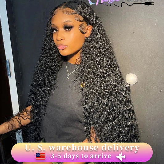 30 Inch Water Wave Human Hair Wig | 13x4/13x6 HD Lace Front Wig – Deep Curly Frontal on Clearance Sale
