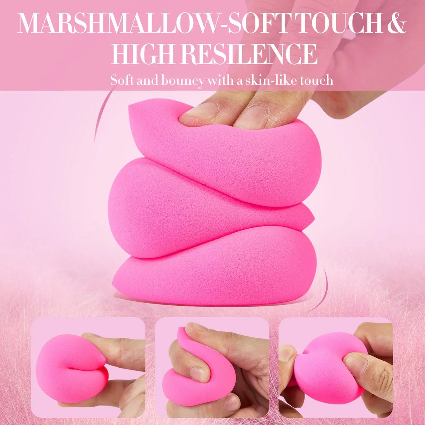 6pcs Makeup Sponge Set Beauty Foundation Blending Sponge for Liquid Cream Powder Rosy Red Beauty Egg Foundation Blending Sponge