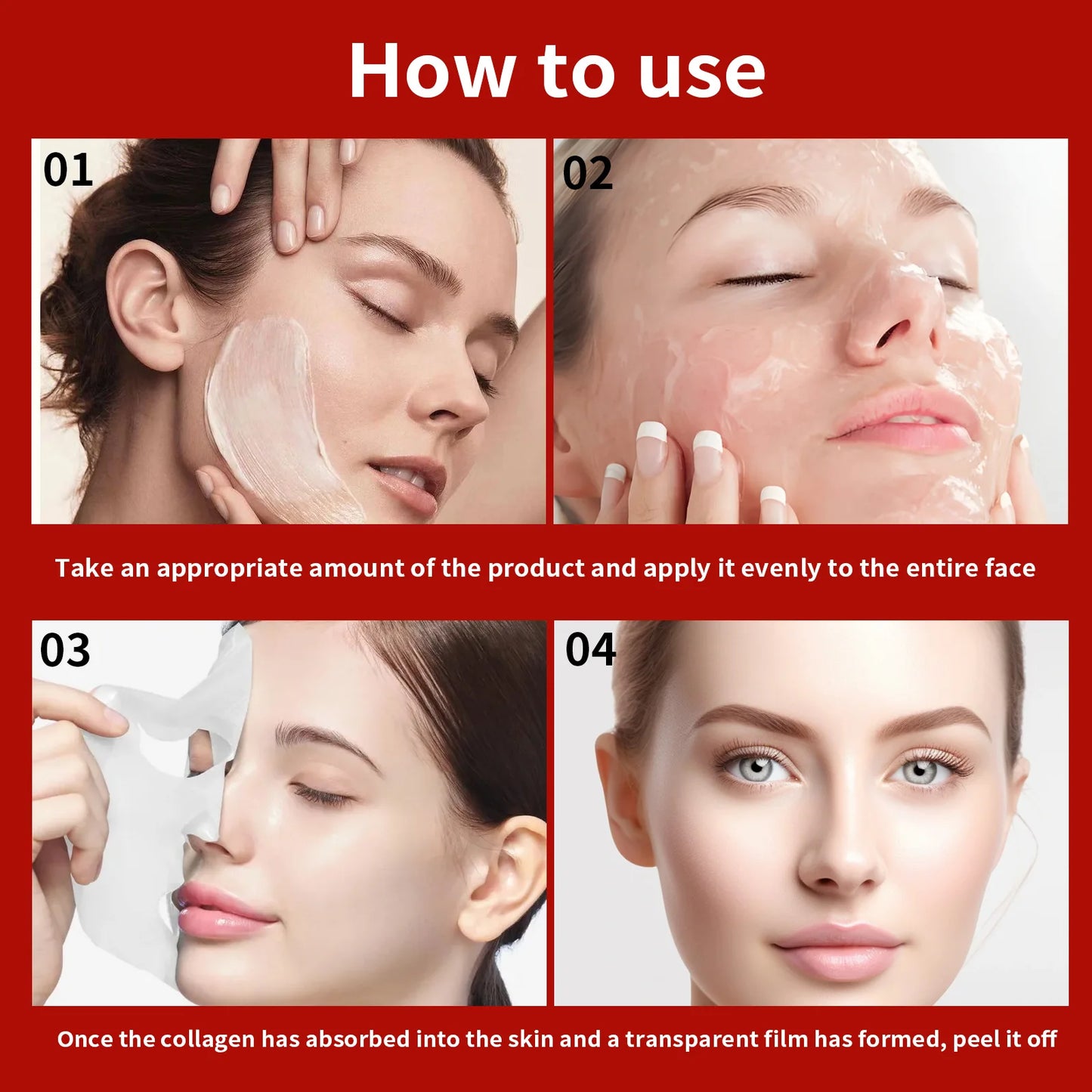 Real Collagen Fit, Collagen Wrapping Mask, Collagen 670,000ppm, Peel Off Facial Mask for elasticity, Hydrating, Glow, Glass Skin