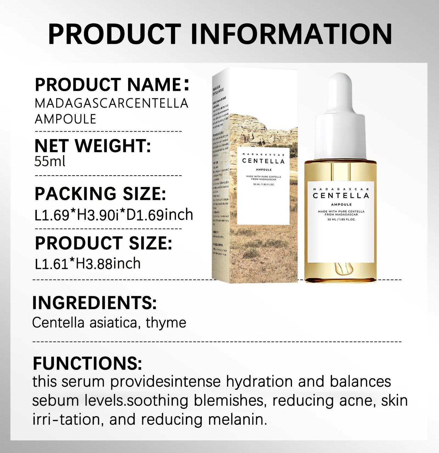 Sensitive Skin Comfort Serum 55ml - Madagascar Centella Formula Calms, Soothes & Deeply Moisturizes for Daily Skin Care Support.